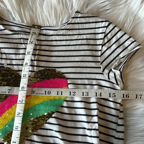 Sequin Heart Striped Shirt RUMI + RYDER Color Change Sequins Size L (12-14) - Picture 9 of 10